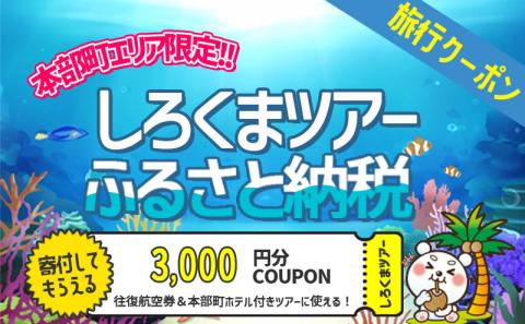 【本部町】しろくまツアーで利用可能なWEB旅行クーポン（3千円分）