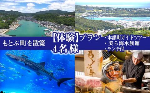 もとぶ町を散策【体験】プラン　4名（本部町ガイドツアー・美ら海水族館・ランチ付）