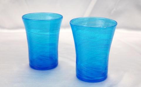【琉球ガラス 匠工房】海の泡 口広グラス（2個）セット