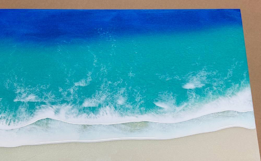 レジン波アートA3サイズ波2本【レジン海アート】A3-02