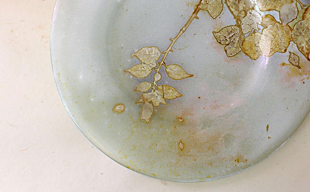 皿 つづるガラスアート ブーゲンビリア －HAKU－ 吉田栄美子 ｜ 特大大皿 × 1枚