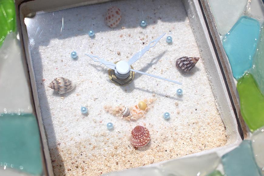 「シーグラスクロック」「シェルフォトフレーム」セット【沖縄の海からの贈り物】