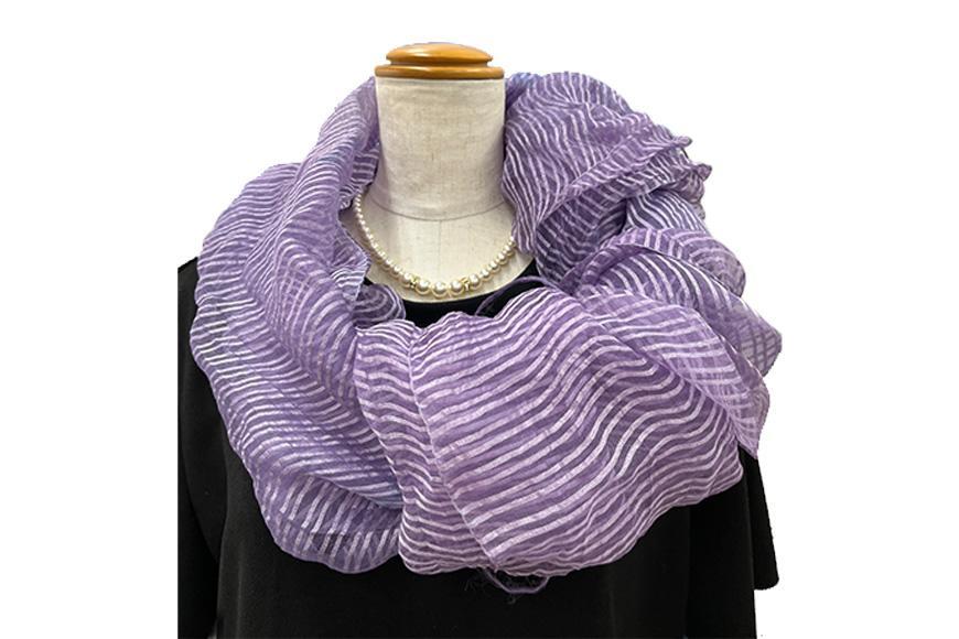 沖縄の綺麗な朝焼けを　生葉藍染め大判ストール　「あけもどろの花」