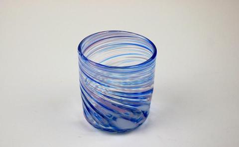 『現代の名工』宮国次男作　琉球ガラス　桜吹雪（ブルー＆ピンク）2個セット