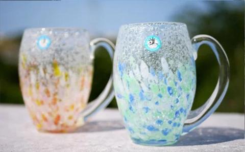 現代の名工「池宮城　善郎」作：気泡の海煌手付グラス 2個