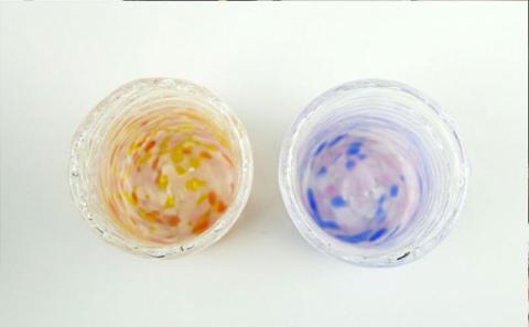 現代の名工「池宮城　善郎」作：気泡の海モールグラス2個