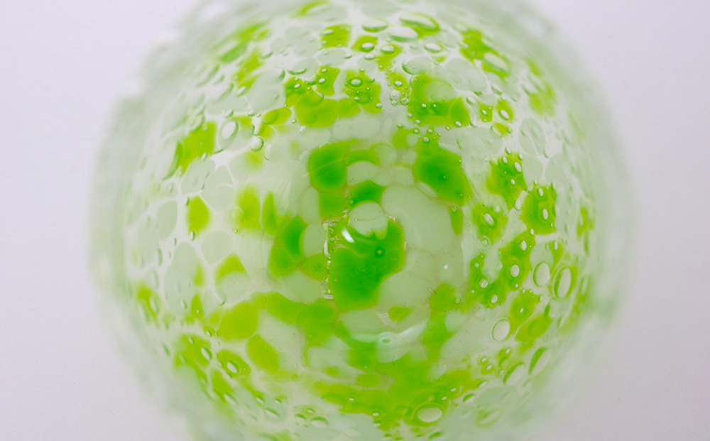 現代の名工「池宮城 善郎」作　気泡の海タルグラス（黄・緑）2個ペア