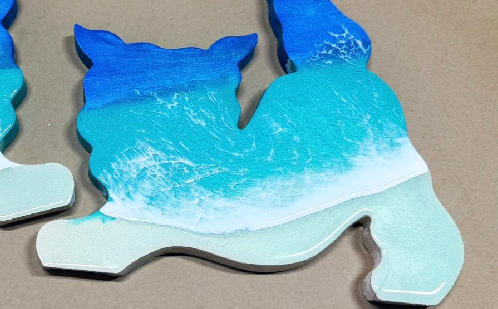 レジン波アートシーサー横【海アート】SS-02