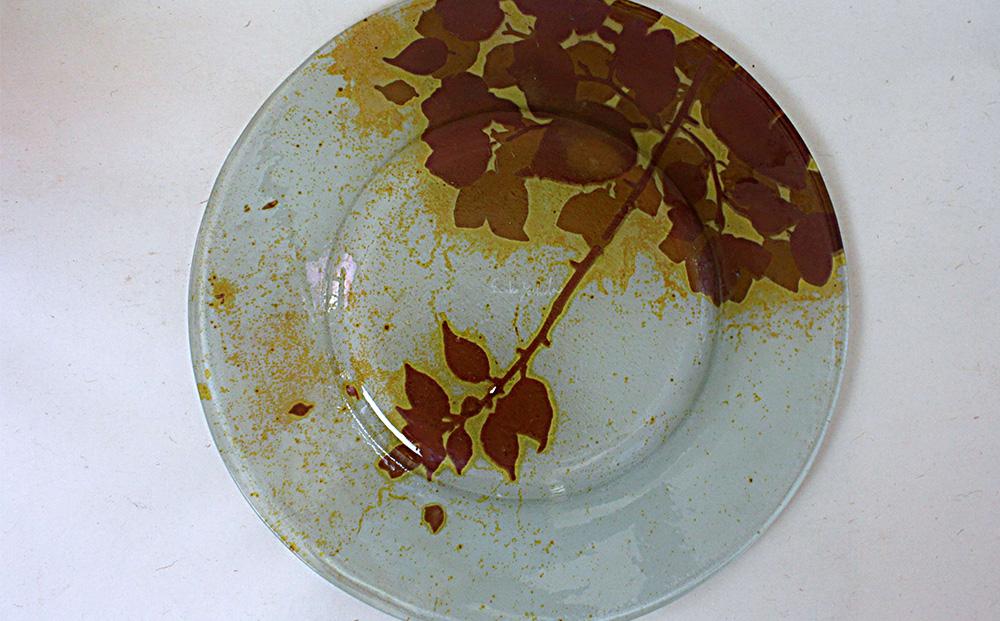 皿 つづるガラスアート ブーゲンビリア －HAKU－ 吉田栄美子 ｜ 特大大皿 × 1枚