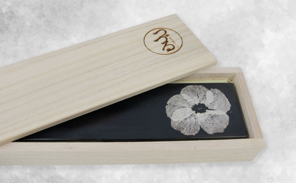 【つづるガラスアート】ゆうなの花 細長平皿－SUMI－ 1枚