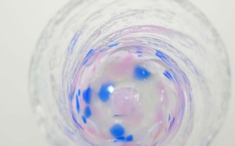 現代の名工「池宮城 善郎」作　気泡の海モールグラス（青緑・青ピンク）2個ペア