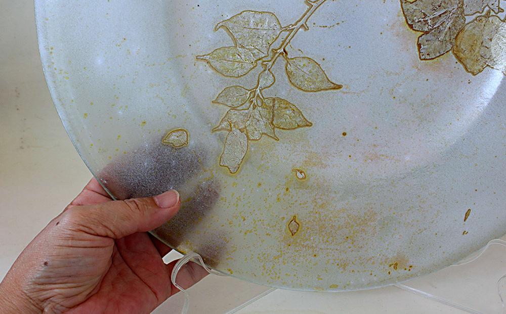 皿 つづるガラスアート ブーゲンビリア －HAKU－ 吉田栄美子 ｜ 特大大皿 × 1枚