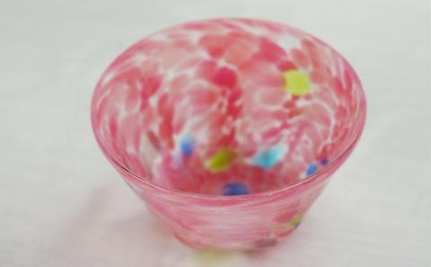 鉢 【琉球ガラス 匠工房】波の花 鉢 3点セット（ピンク）