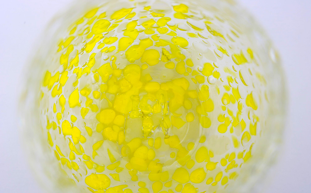 現代の名工「池宮城 善郎」作　気泡の海タルグラス（黄・緑）2個ペア