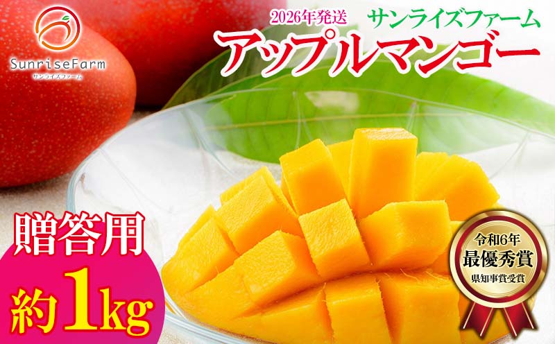 【2026年発送】令和6年最優秀賞サンライズファームのマンゴー贈答用　約1kg アーウィン 果物 甘い 夏 濃厚 ギフト Mango ランキング 完熟 お気に入り 収穫 人気 甘味 フルーツ 沖縄県 国産 食品 デザート 産地直送 宜野座村