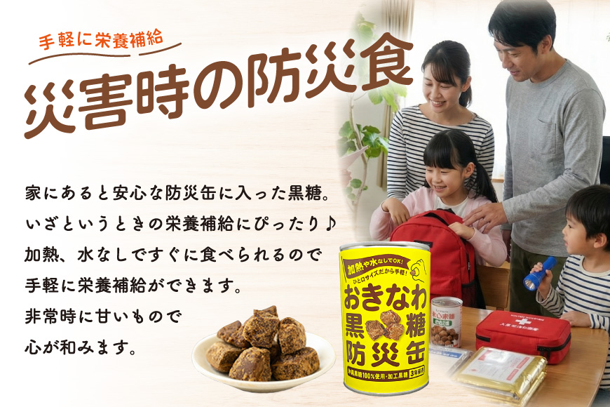 黒糖 おきなわ黒糖 防災缶 24缶 セット [沖縄ビエント 沖縄県 伊江村 ie47bix880001] 黒砂糖 沖縄 お菓子 おやつ防災 防災食 非常食 常備 常備食 災害 ローリングストック