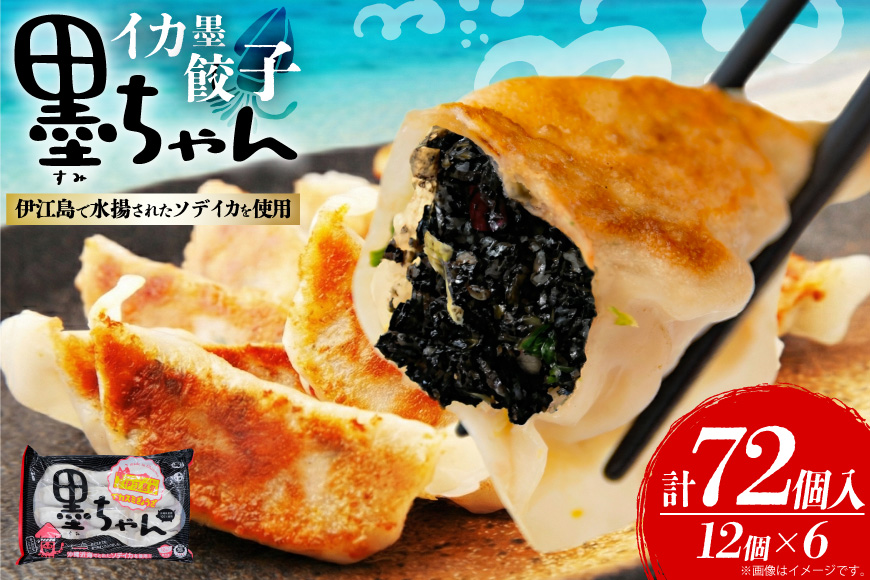 餃子 イカスミ 墨ちゃん 12個 6p 計72個 [伊江漁業 沖縄県 伊江村 ie47bde290006] ぎょうざ ギョウザ イカ墨 ソデイカ 冷凍