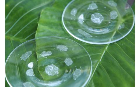 【琉球ガラス工房雫】水玉お皿（小・2枚セット）