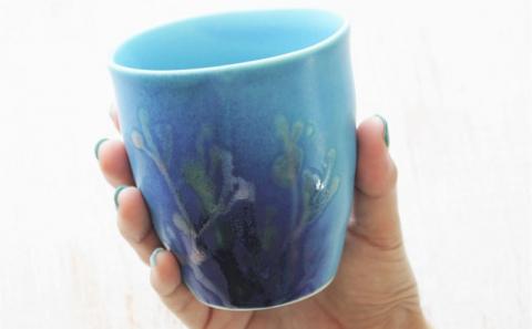 【datta.沖縄南の島陶芸工房】珊瑚タンブラー（ 瑠璃紺・ペアセット）