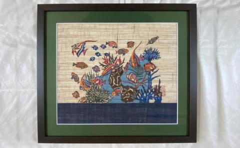 【玉那覇紅型工房】額装「熱帯魚」