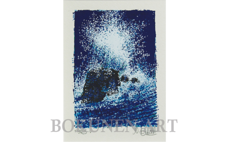 【名嘉睦稔】セリグラフ作品　「波」 シリーズ２