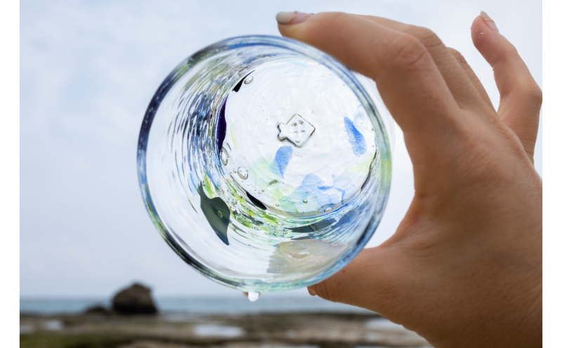 【RYUKYU GLASS WORKS 海風】ロックグラス（アクアリーフ）