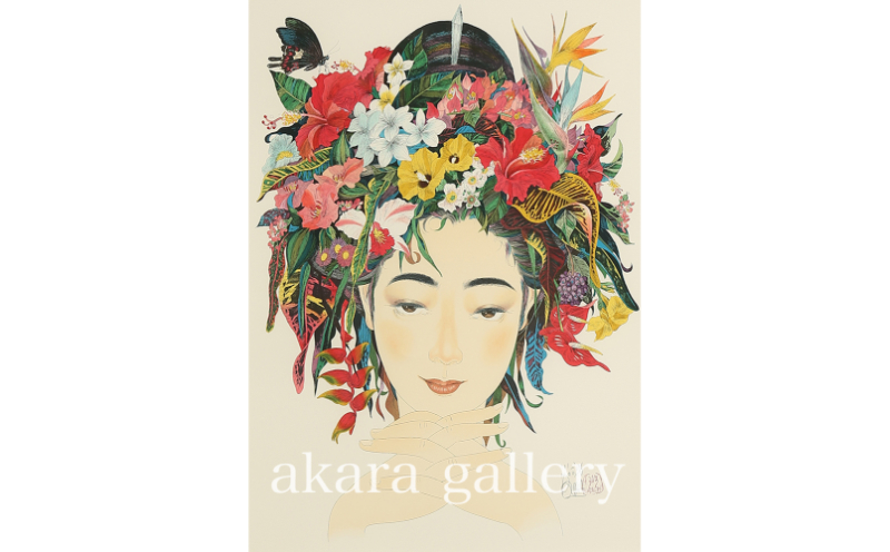 【名嘉睦稔】リトグラフ作品「花冠（カカン）」