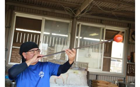 【琉球ガラス工房雫】水玉お皿（中・１枚）