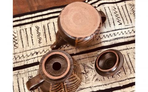 ＜南陶窯＞コーヒードリッパーセット【灰釉・線紋】 ☆ 陶器 やちむん 沖縄 伝統工芸品 珈琲 週末の楽しみ オシャレ コレクション アジアンテイスト ポット 新生活