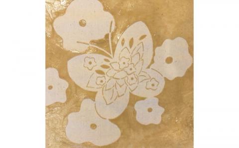 「花と蝶」手染め紅型パネル＜紅型作家＞新垣優香