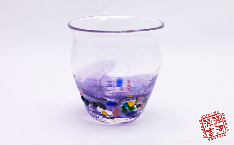 【琉球グラス】源河源吉　美らさんご2個セット　紫・黄色