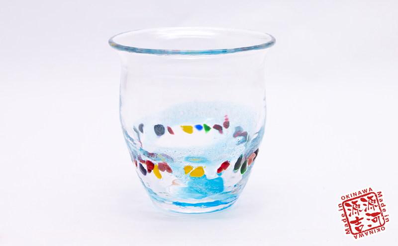 【琉球グラス】源河源吉　美らさんご2個セット　水色・ワインレッド