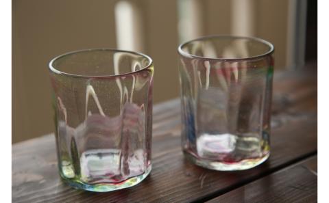 琉球ガラス工房 硝子家すずめ】オーロラ・ロック＜ペア＞ 〇 グラス