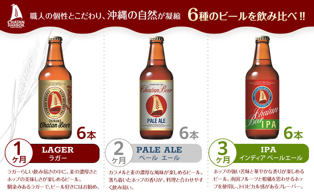 【6ヶ月定期便　全6回】　チャタンビール飲み比べ（1種6本×6回）