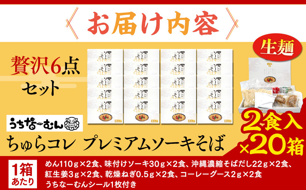 【ふるさと納税】ちゅらコレ プレミアムソーキそば贅沢6点セット2食入り20箱