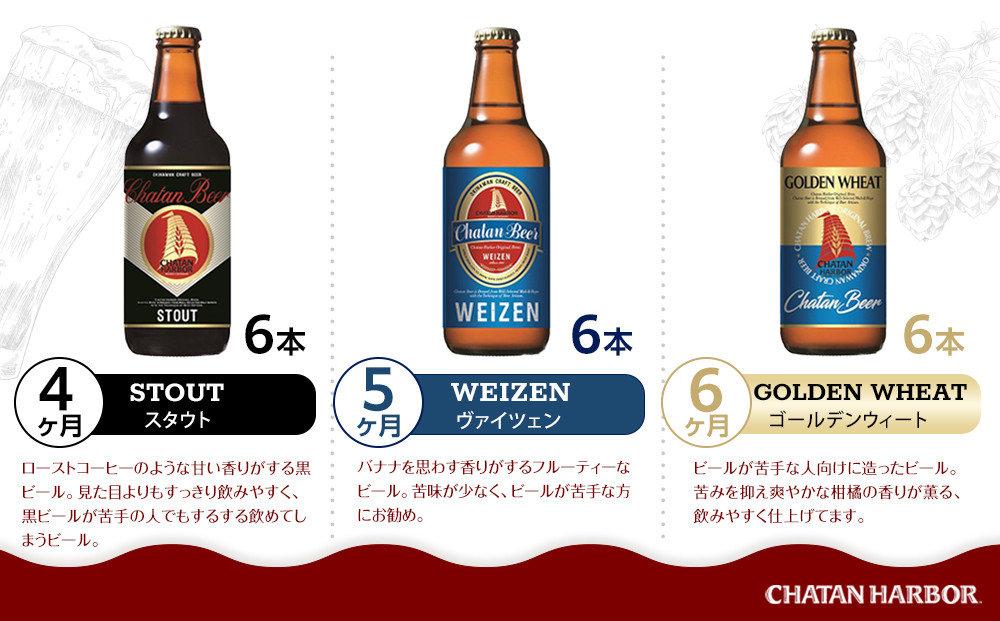 【6ヶ月定期便　全6回】　チャタンビール飲み比べ（1種6本×6回）