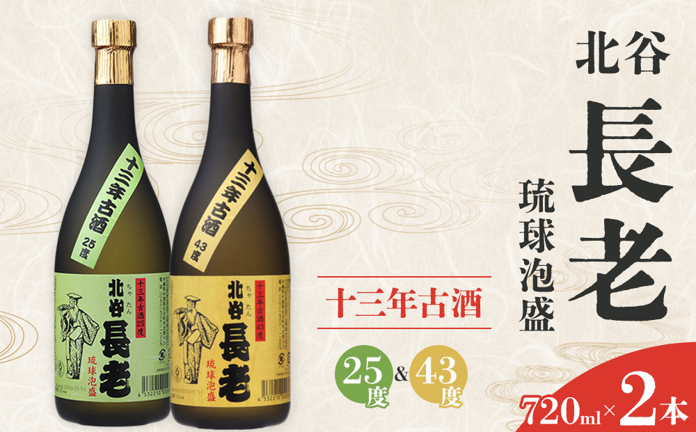 【ふるさと納税】北谷長老13年古酒 2本セット【25度＆43度】｜お酒 古酒 沖縄