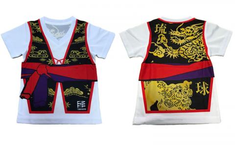 沖縄を愛する人の必須アイテム！子供用エイサー柄Tシャツ「ハッピ柄」