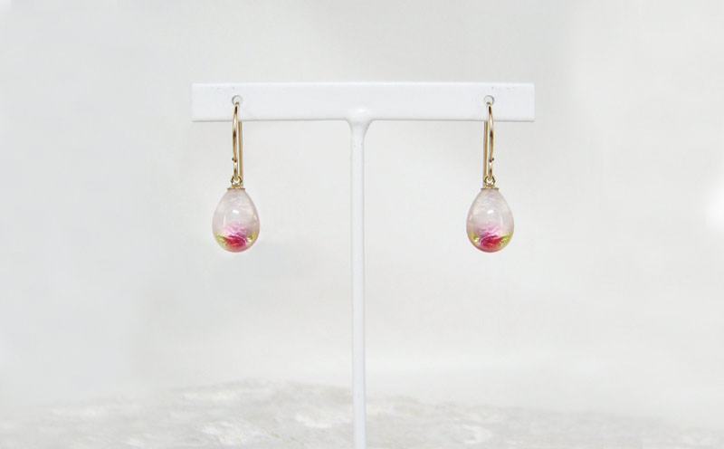 長七屋の月桃ピアス【Ge-pi09-4/14KGF】ー販売証明書付きー ピアス おしゃれ プレゼント ギフト アクセサリー ジュエリー オリジナル パッケージ 証明書付き きれい 耐熱 フォーマル カジュアル ガラス 金 かわいい 女性 贈り物 おきなわ 送料無料