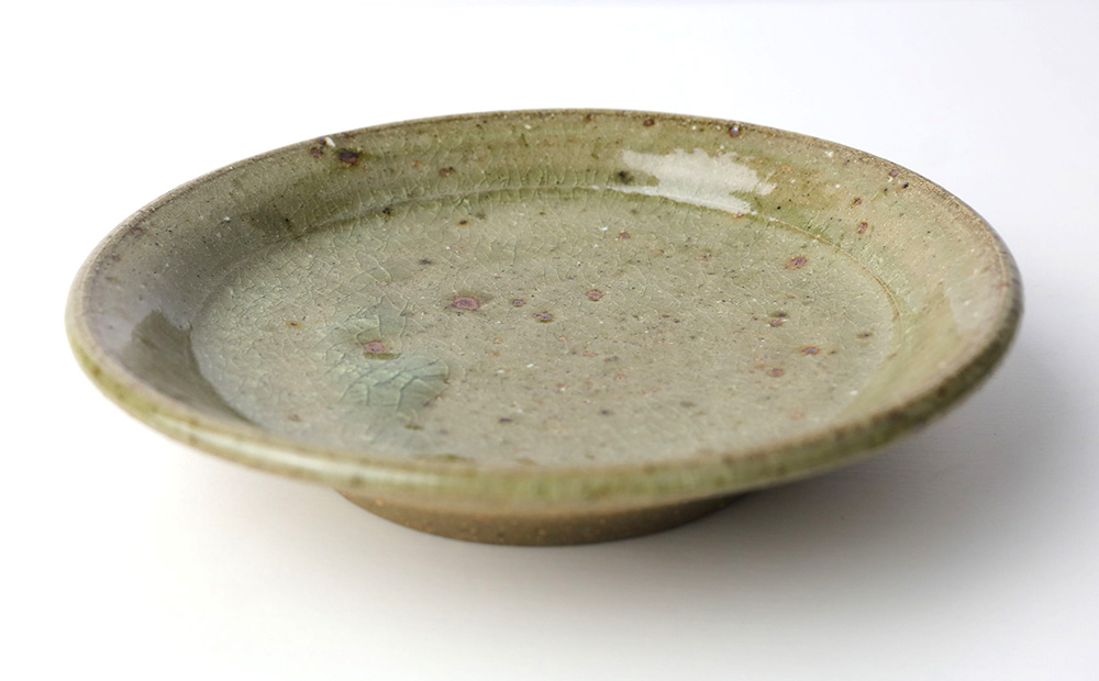 【仁 陶器工房】灰釉 5寸丸皿 ペア やちむん ヤチムン 陶器 手作り 皿 取り皿 リム皿 2個 セット 器 焼物 伝統 工芸 食器 うつわ シンプル 毎日使い 普段使い 沖縄 北中城