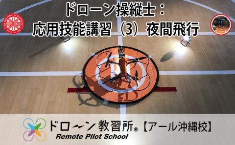 ドローン操縦士：応用技能講習（3）夜間飛行【ドローン教習所 アール沖縄校】 ドローン ライセンス 検定 講座 目視外飛行 物件投下 夜間飛行 応用 技能 操縦 知識 ルール 操縦士 資格 資格証明書 受講 安全飛行 手ぶら 沖縄 北中城村