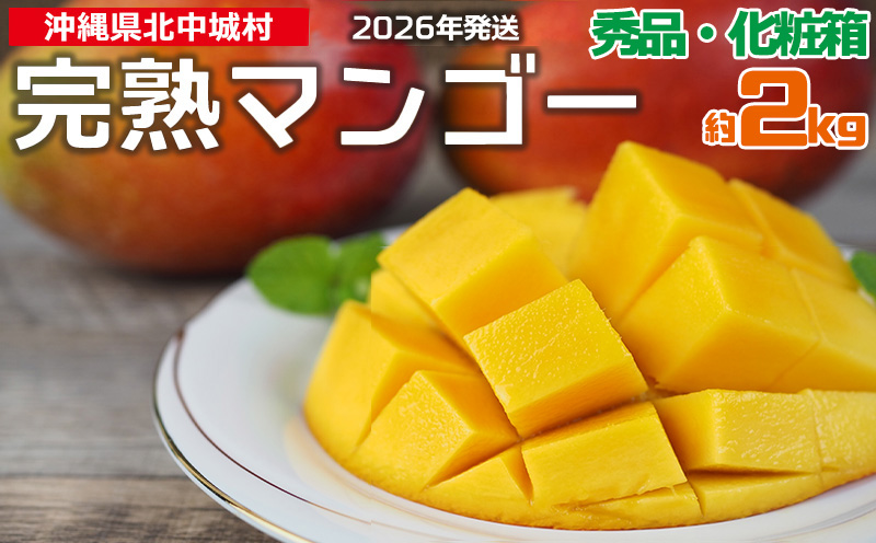 【2026年発送】沖縄県産　完熟マンゴー　化粧箱・秀品　約2kg 産地直送 先行予約 フルーツ 果物 くだもの アップルマンゴー アーウィン種 冷蔵 JA 甘い 美味しい 濃厚 完熟 贈答用 プレゼント 旬 おすすめ お取り寄せ 国産 沖縄県産