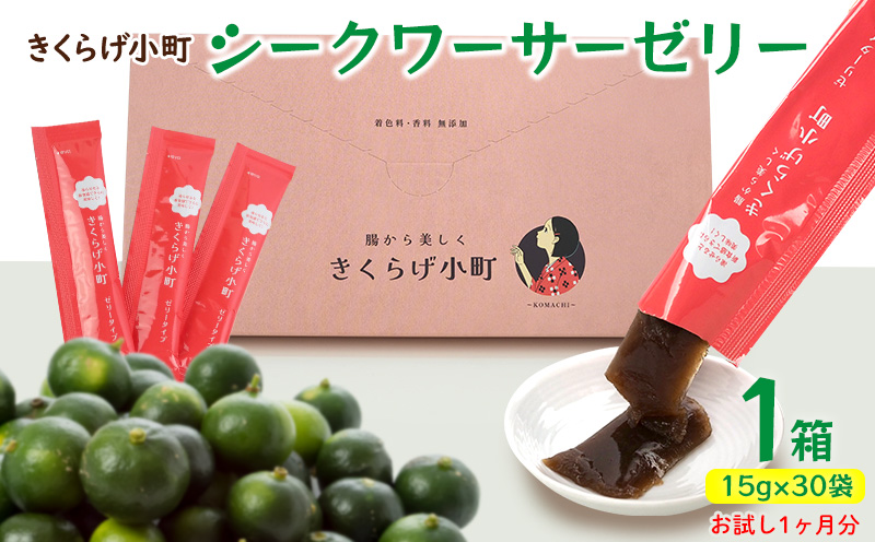 【きくらげ小町】シークワーサーゼリー　お試し1ヶ月分　1箱(15g×30袋) きくらげ シークヮーサー シークワーサー ゼリー 乳酸菌 栽培 きのこ 個包装 プレゼント ギフト 贈り物 おすすめ 人気 お取り寄せ 沖縄県産 国産 送料無料 おきなわ 沖縄 北中城村