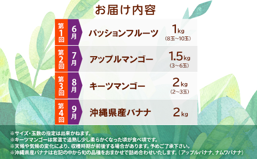 【発送月固定定期便】JAおきなわ厳選!季節の南国フルーツ全4回【配送不可地域：離島】