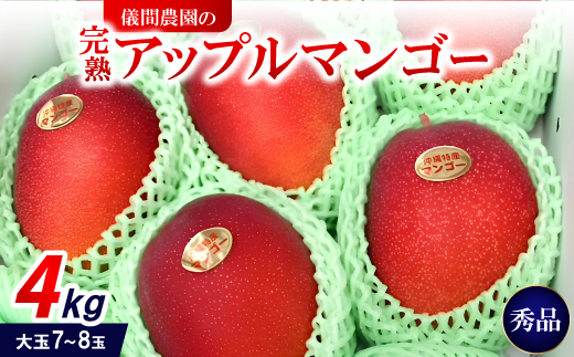 【2026年6月下旬から順次発送・贈答用】儀間農園の完熟アップルマンゴー 秀品4kg(大玉7～8玉)【配送不可地域：離島】