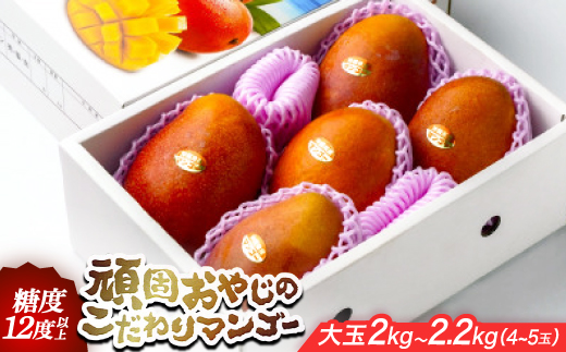 【2026年発送・糖度12度以上保証】頑固おやじのこだわりマンゴー大玉2kg～2.2kg(4～5玉)【配送不可地域：離島】