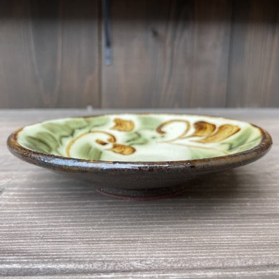 やちむん 唐草紋様 5寸皿(染付)緑