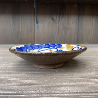 やちむん 唐草紋様 5寸皿(染付)青