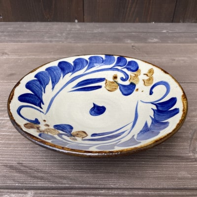 やちむん 唐草紋様(染付)青 2点セット〈5寸皿・7寸皿〉