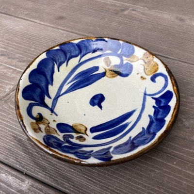 やちむん 唐草紋様 5寸皿(染付)青
